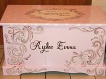 Wooden Custom Hope Chest With A Verse Of Your Choice On Lid And Inside And Personilzed With Name. 2 small