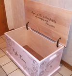 Wooden Custom Hope Chest With A Verse Of Your Choice On Lid And Inside And Personilzed With Name. 3 small