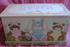 Wooden Teddy Bear And Bunny Toy Chest 1 small
