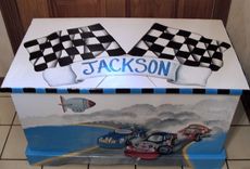 Wooden Custom Personalized Race Car Toy Box 1 small