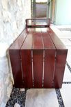 Mahogany Outdoor Bench With Sliding Table 3 small