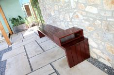 Mahogany Outdoor Bench With Sliding Table 4 small