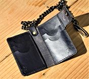 Handmade Leather Biker Wallet Vegetable Tan The Mandalorian Beskar Steel Gray 7 small