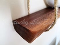 Solid Hardwood Shelf- Hanging Shelf- Natural Wood Shelf- Walnut- Reclaimed Wood- Rustic- Modern 5 small