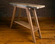 Live Edge Entry Table, Hall Table, Wall Table With Shelf, Hackberry Live Edge, White Oak 1 small