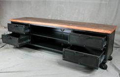 Handmade Media Console With Drawers. Reclaimed Wood Top - Urban Modern Entertainment Center. 4 small