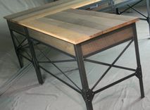 Vintage Industrial L Shaped Desk. Steel & Wood Office Furniture. Mid Century Style. Desk W/ Return. 2 small