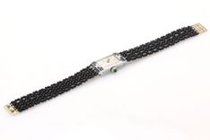 Intricate Hand Woven Black Onyx Art Deco Watch 4 small