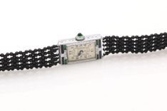 Intricate Hand Woven Black Onyx Art Deco Watch 1 small