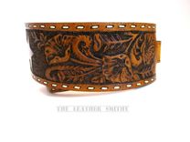 Hand Tooled And Painted Custom Western Leather Guitar Strap 5 small