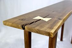 Live-Edge Walnut Console Table With Tiger Maple Butterfly Tenons 4 small