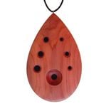 Tear Drop Ocarina - Cedar Flute - Necklace, Oil & Bag Included 4 small