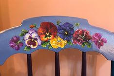 Vintage Chair Painted With Pansies 2 small