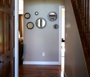 Round Wall Mirrors- Solid Walnut Set Of 6 Porthole Mirrors 3 small
