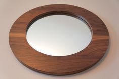 22" Solid Walnut Round Decorative Mirror 3 small
