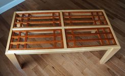 Maple Coffee Table With Cherry Lattice Top 2 small