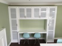 Glass Paneled Built-In Cabinets With Integrated Desk/ Matching Fireplace Surround 3 small