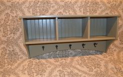 Custom Farmhouse Cubby Shelf With Oil Rubbed Bronze Hooks 1 small