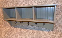 Custom Farmhouse Cubby Shelf With Oil Rubbed Bronze Hooks 3 small