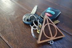 Deathly Hallows Harry Potter Wooden Keychain 2 small