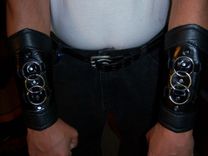 Custom Black Three Brass Ring Bracers 2 small