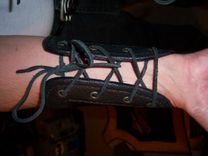 Custom Black Three Brass Ring Bracers 5 small