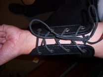 Custom Black Three Brass Ring Bracers 7 small