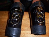 Custom Black Three Brass Ring Bracers 10 small