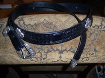 Celtic Belt And Buckle With Silver Conchos, Hand Tooled, Hand Made 2 small