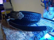 Celtic Belt And Buckle With Silver Conchos, Hand Tooled, Hand Made 3 small