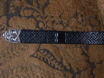 Celtic Belt And Buckle With Silver Conchos, Hand Tooled, Hand Made 4 small