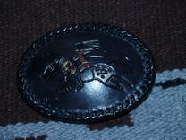 Indigenous Petroglyph Buckle Indian Warrior On Horse With Tomahawk 4 small
