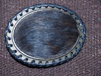 Indigenous Petroglyph Buckle Indian Warrior On Horse With Tomahawk 12 small