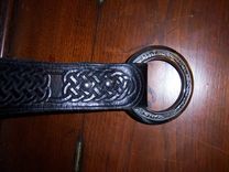 Leather Belt Black Celtic Knot Design Stainless Steel Circle Buckle, Sca, Ren Faire, Renaissance, Larp, Reenactment 1 small