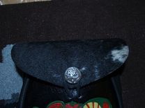 Handmade Black Scottish Leather Sporran Bag With Matching Black Sporran Hangers 4 small