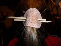 Leather Hair Barrettes New- Adjustable Or Double Stick Design Idea 1 small