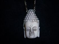 Real Silver Necklace Chain With White Buddha Charm 1 small