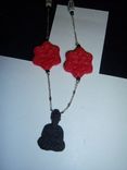 Real Silver Necklace Chain With Solid Black Buddha Charm 2 small