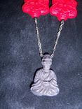 Real Silver Necklace Chain With Solid Black Buddha Charm 3 small