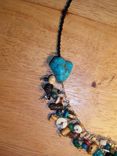 Beautiful Turquoise And Silver Beaded Fringe Necklace 5 small