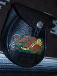 Handmade Black Scottish Leather Sporran Bag With Matching Black Sporran Hangers 3 small