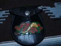 Handmade Black Scottish Leather Sporran Bag With Matching Black Sporran Hangers 1 small