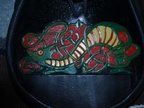 Handmade Black Scottish Leather Sporran Bag With Matching Black Sporran Hangers 2 small