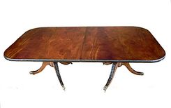English Georgian Crotch Mahogany Pedestal Dining Table 1 small
