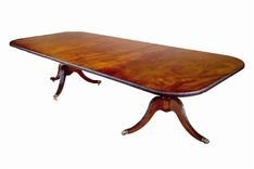 English Georgian Crotch Mahogany Pedestal Dining Table 2 small
