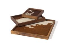 Tray Solid Wood And Cowhide 1 small