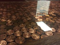 Mahogany And Penny Bar Countertop. 5 small