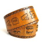 Custom Tan Leather Guitar Strap 6 small