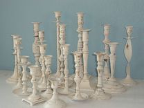 Vintage Painted Brass Candlesticks 2 small