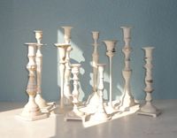 Vintage Painted Brass Candlesticks 1 small